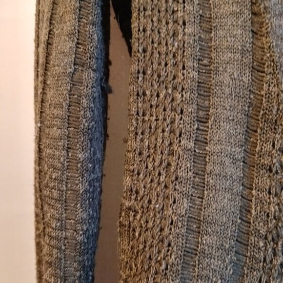 MISS ME Designer Cardigan Sweater women XS Gray Green Brown Crochet & knit ZipUp - Picture 9 of 10